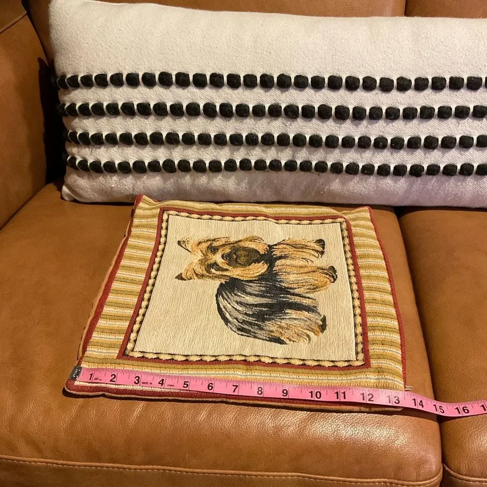 Vintage Metrax Yorkie Terrier Tapestry Decorative Pillow